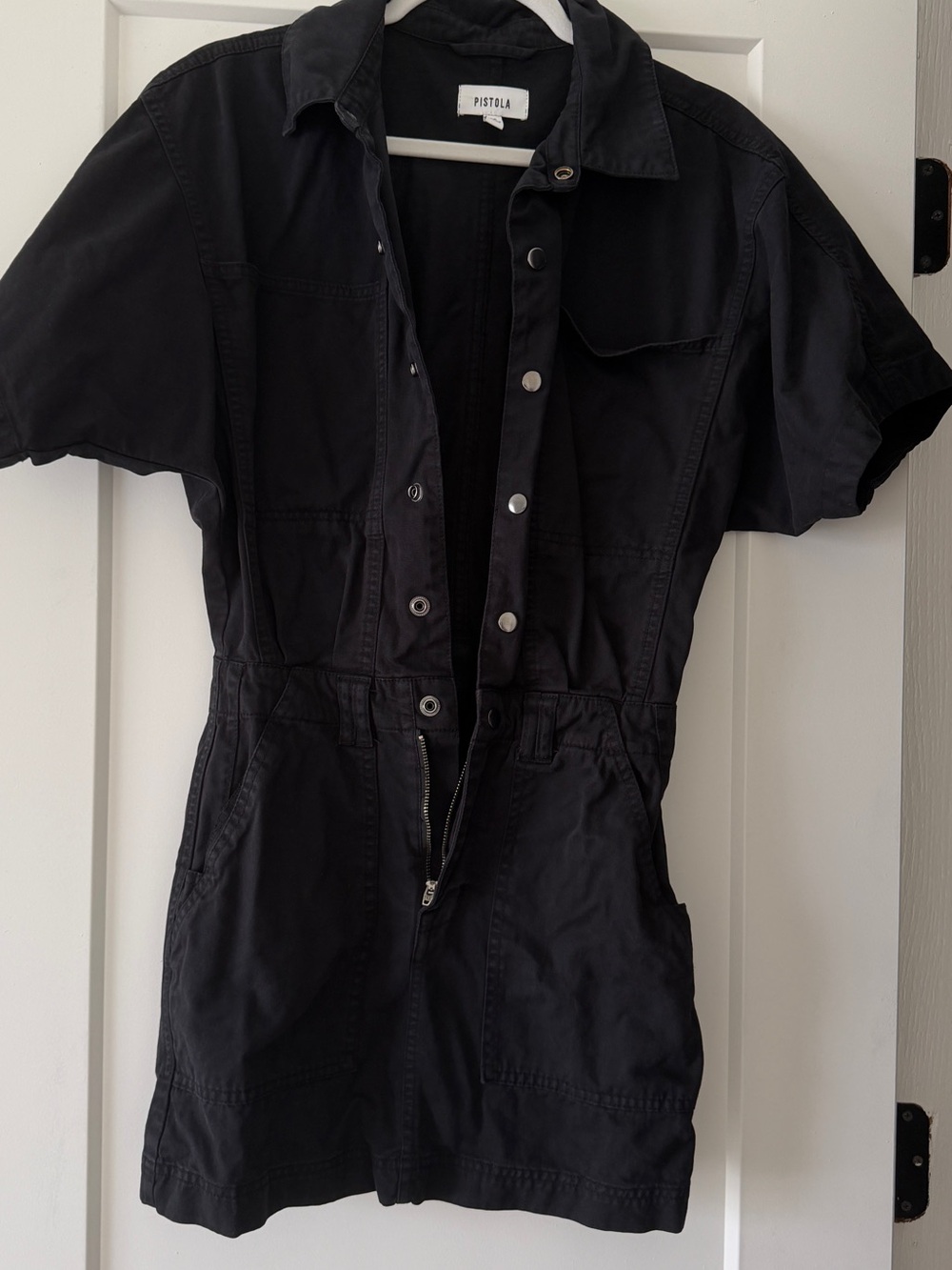 pistola Black Short-Sleeve Utility Romper